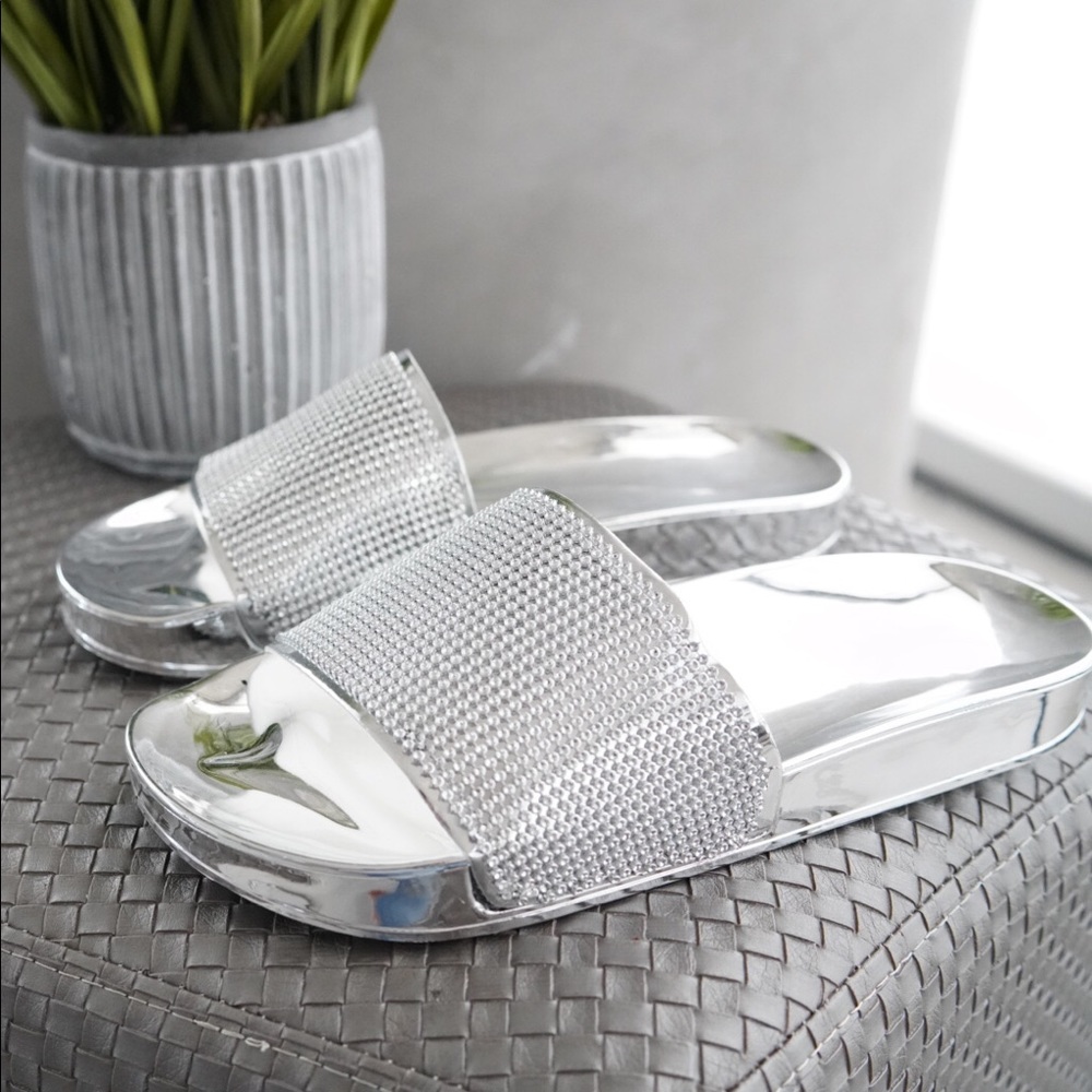 Silver Rhinestone Slides - Picture 3 of 5